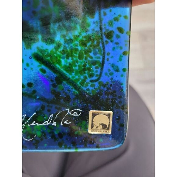 Laura Mendola BLUE GLASS SINGLE CANDLE HOLDER  made in Alaska - Picture 2 of 16